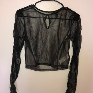 Long sleeve mesh crop top